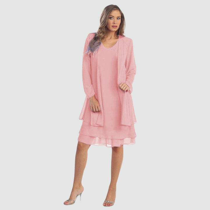 JACQUELINE | CHIFFON DRESS & CARDIGAN SET
