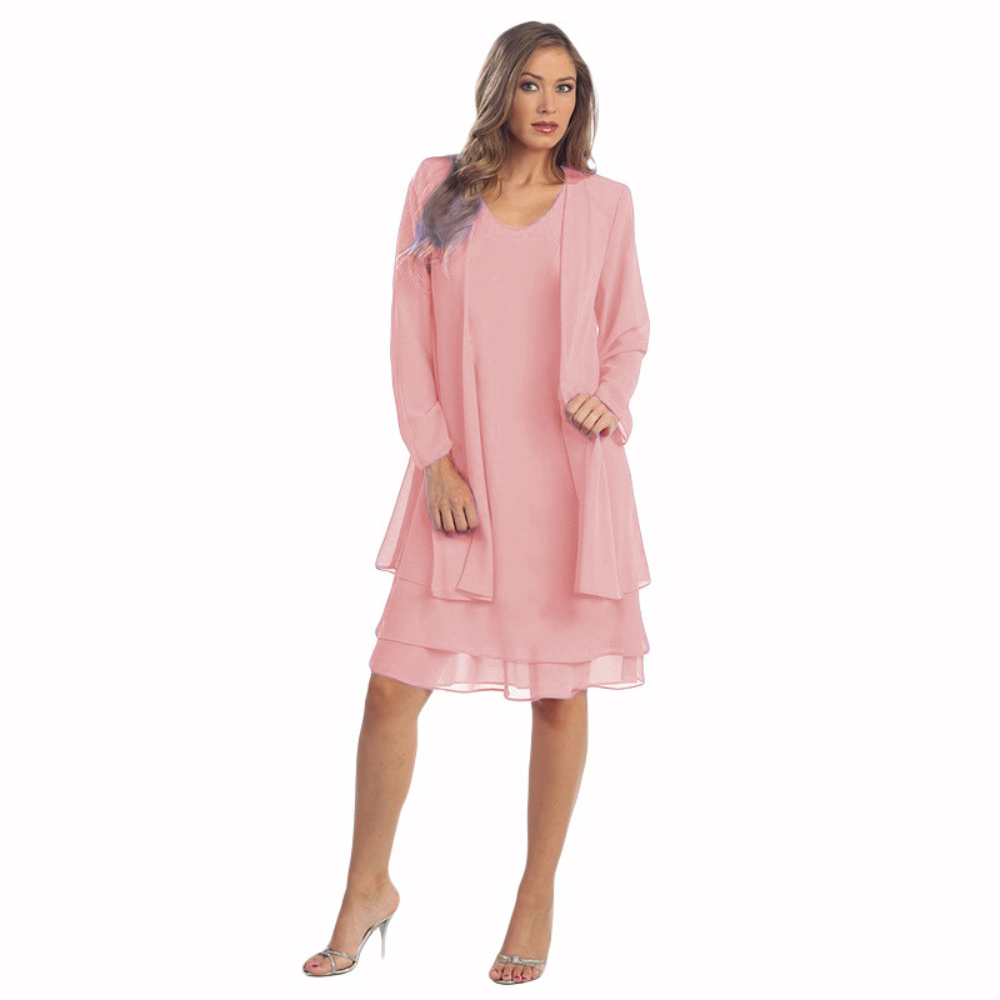 JACQUELINE | CHIFFON DRESS & CARDIGAN SET