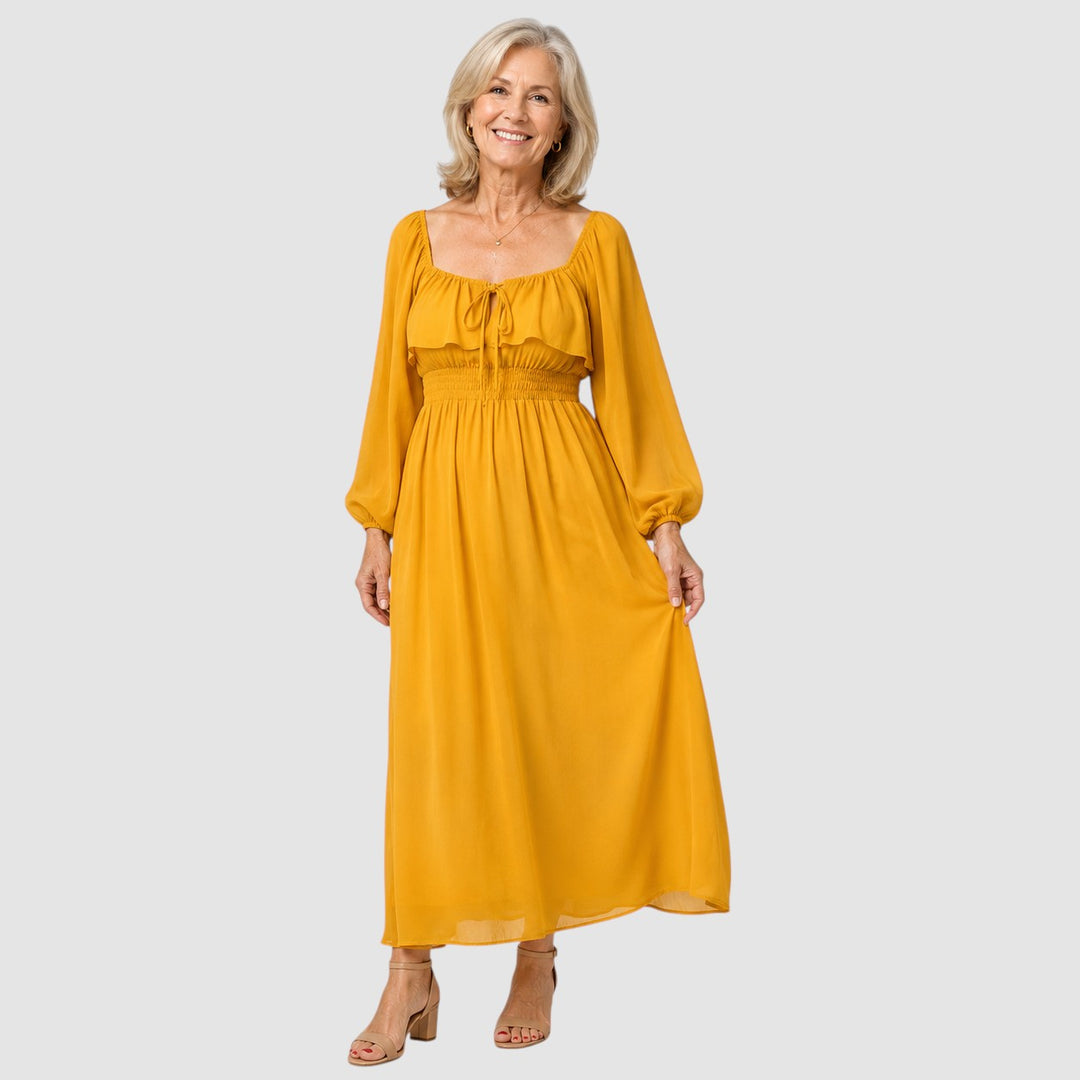 MARGOT | SQUARE NECK CHIFFON MAXI DRESS