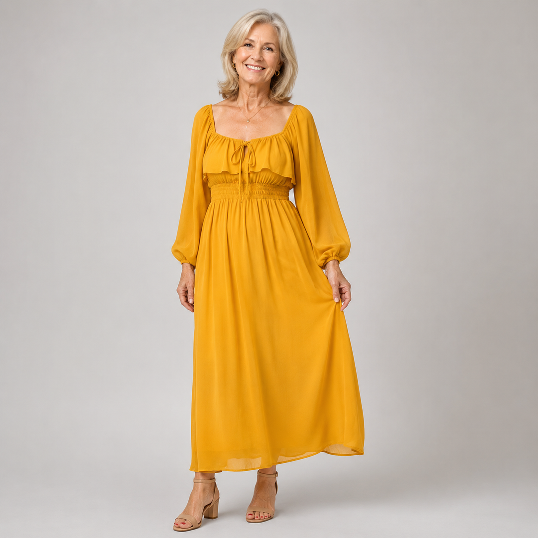 MARGOT | SQUARE NECK CHIFFON MAXI DRESS