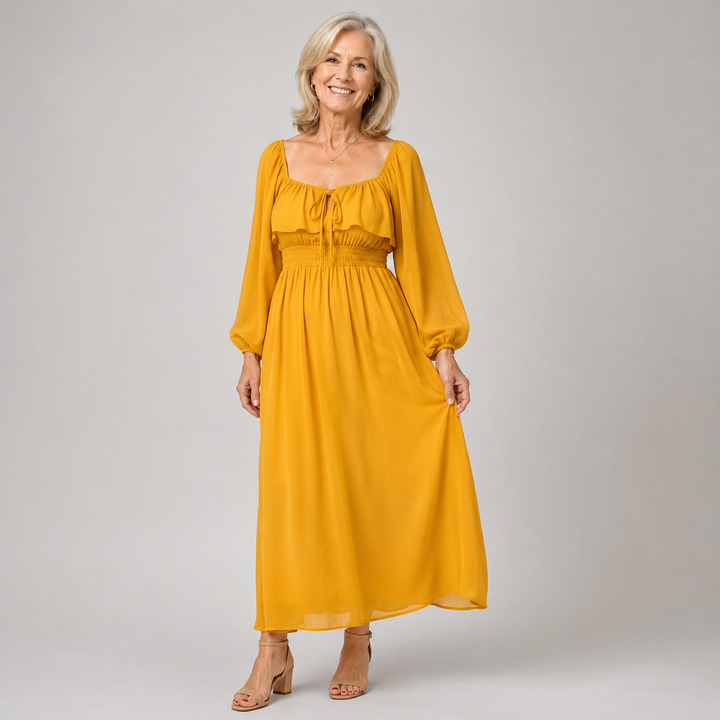 MARGOT | SQUARE NECK CHIFFON MAXI DRESS