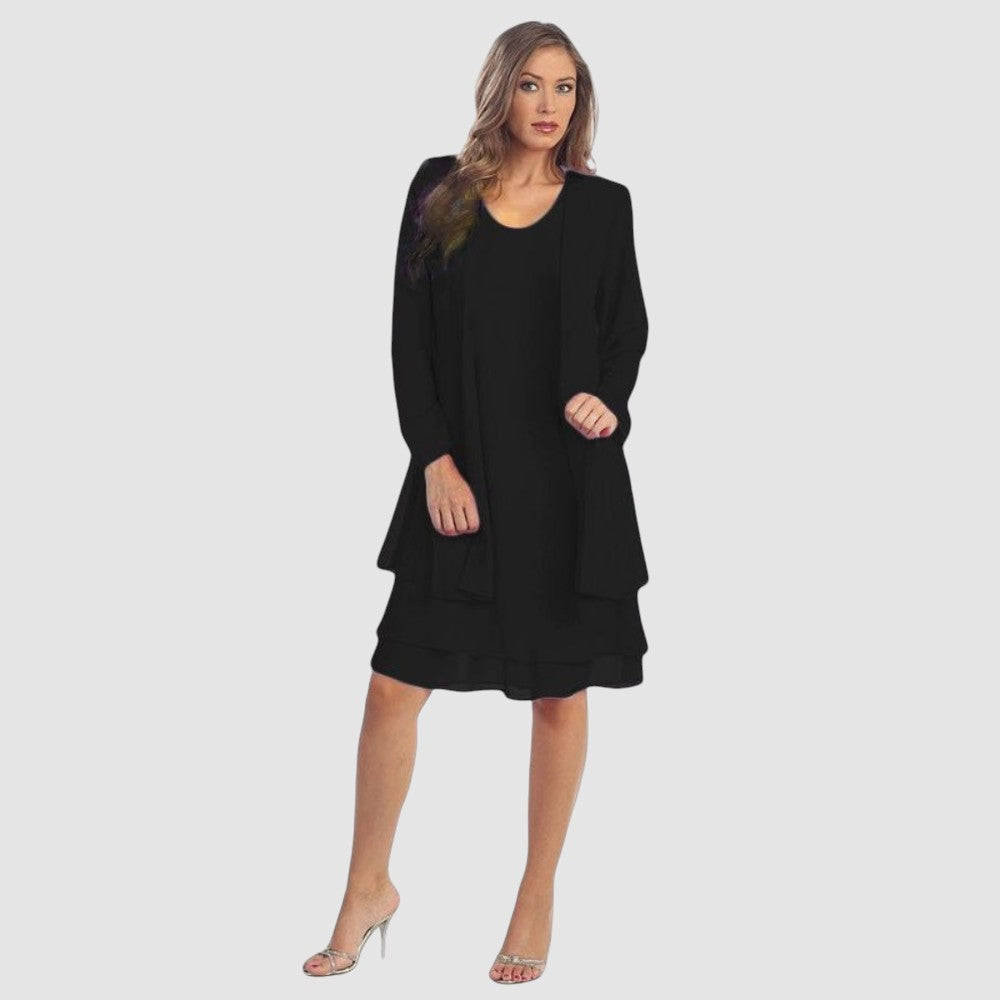 JACQUELINE | CHIFFON DRESS & CARDIGAN SET