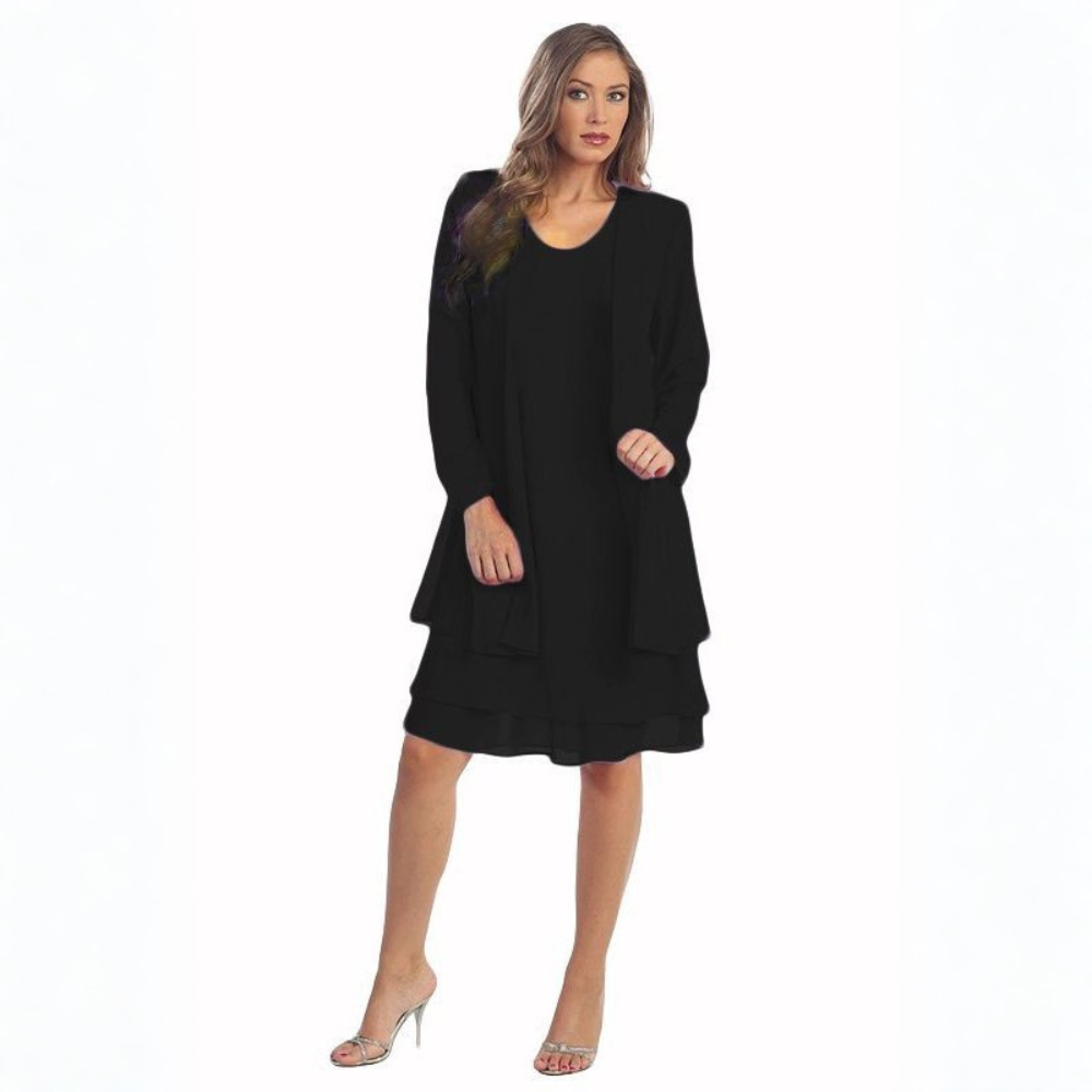 JACQUELINE | CHIFFON DRESS & CARDIGAN SET
