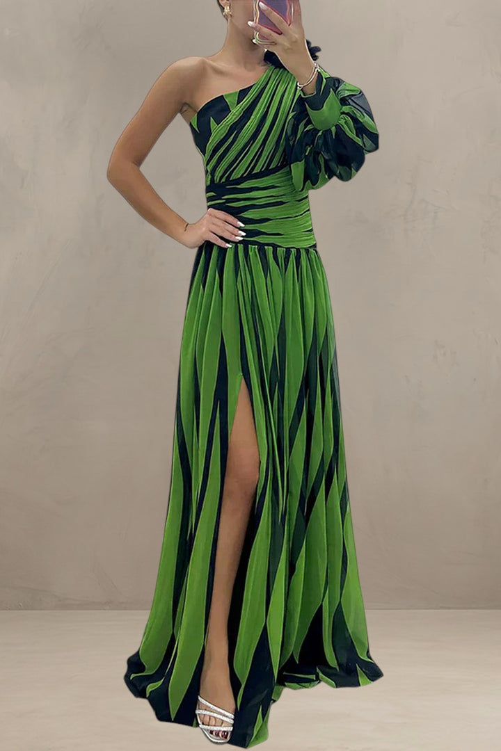 SANDRA | OFF-SHOULDER STRIPED MAXI DRESS