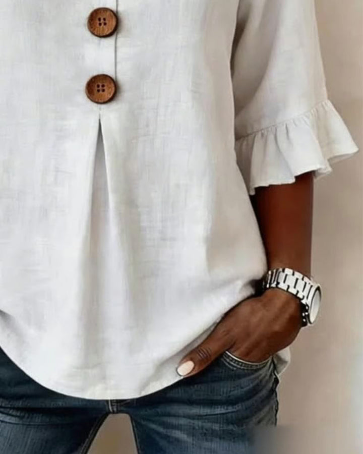 SOPHIA | LINEN BLEND BUTTON BLOUSE