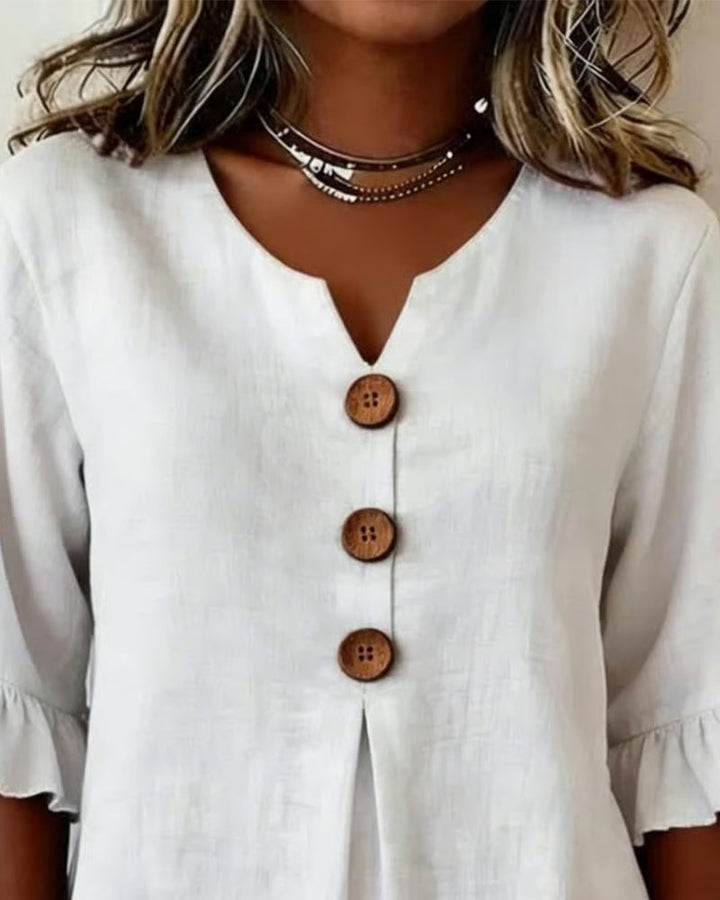 SOPHIA | LINEN BLEND BUTTON BLOUSE