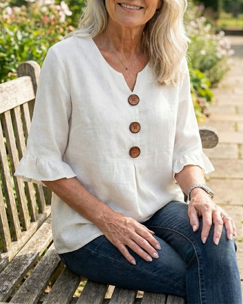 SOPHIA | LINEN BLEND BUTTON BLOUSE