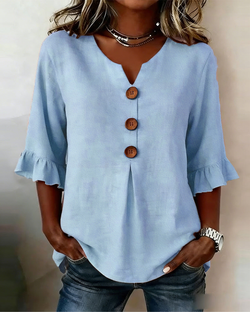 SOPHIA | LINEN BLEND BUTTON BLOUSE