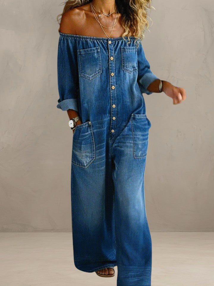 AGATHA | ELEGANT CUT DENIM JUMPSUIT