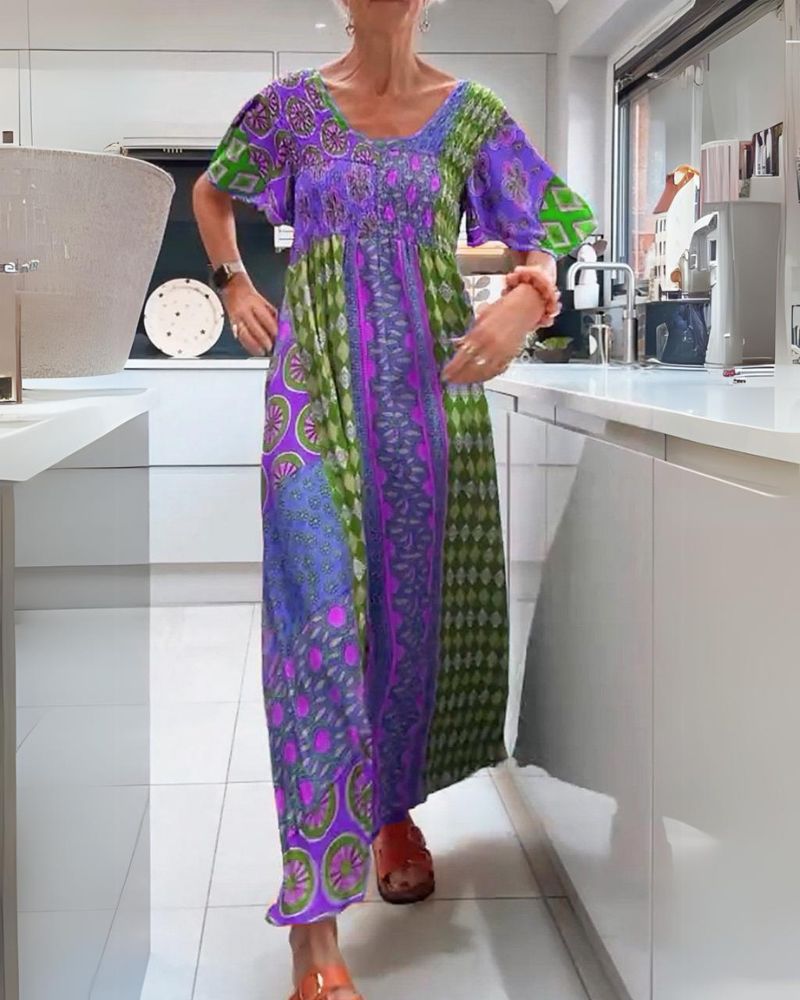 LAVIELLE | PRINTED BOHEMIAN MAXI DRESS