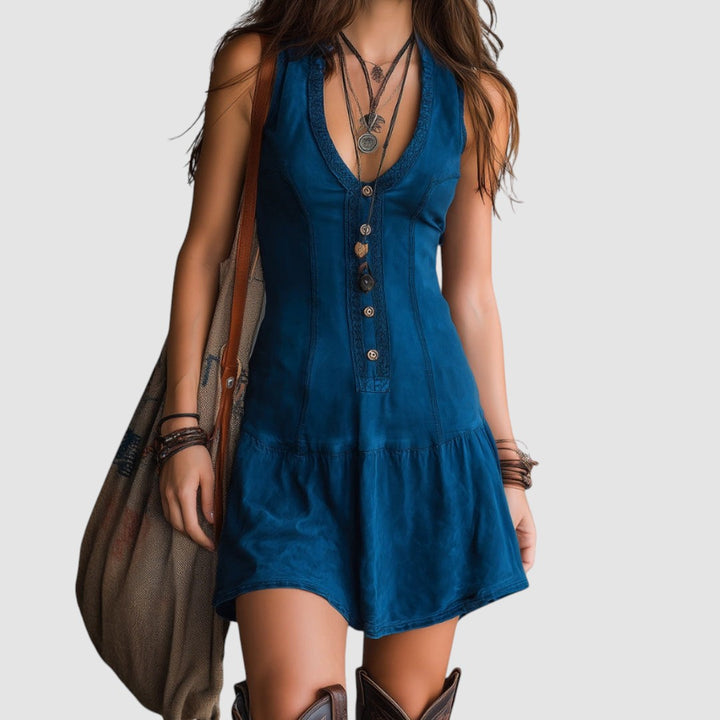 ALISON | BOHEMIAN BUTTON MINI DRESS