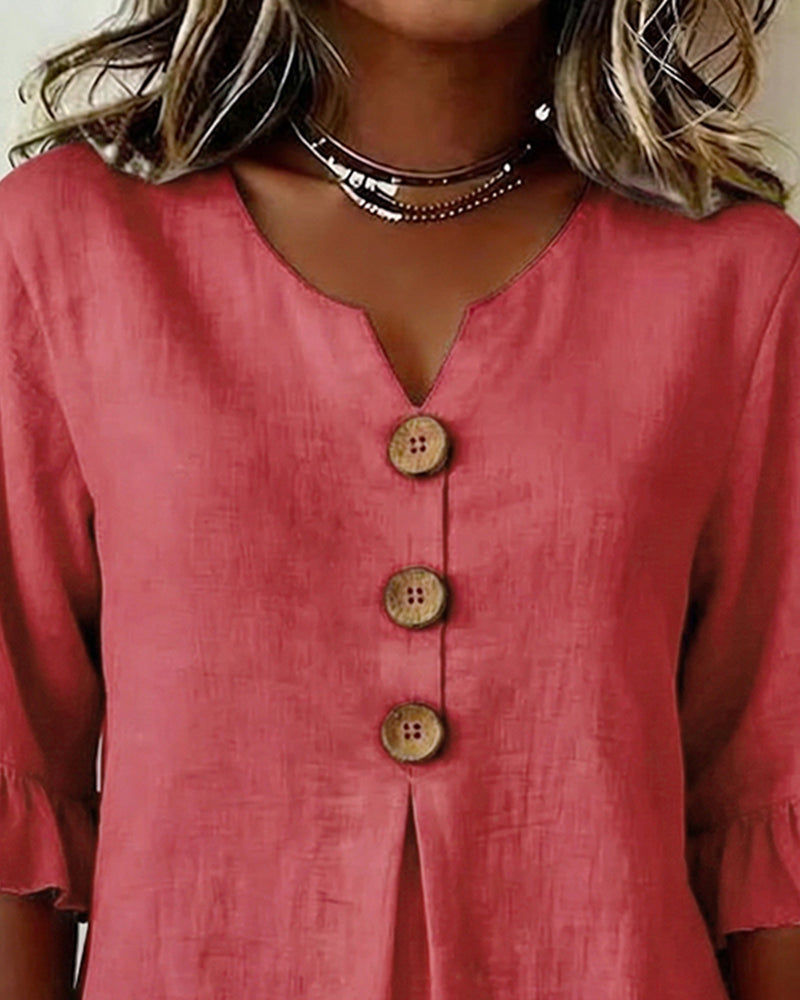 SOPHIA | LINEN BLEND BUTTON BLOUSE