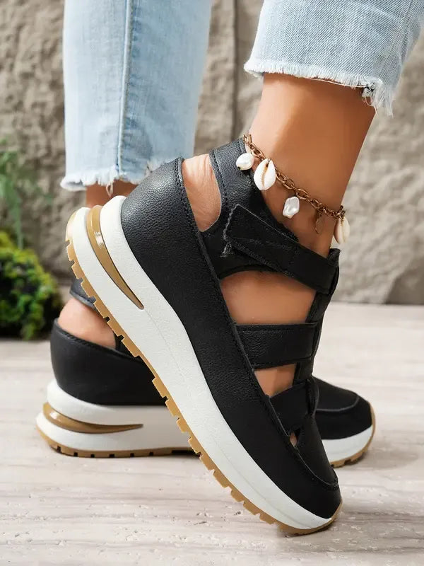 STACY | Comfort Wedge Sandals- Adjustable Velcro Design