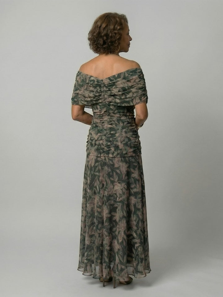 CINDRY | OFF SHOULDER FLOW MIDI DRESS