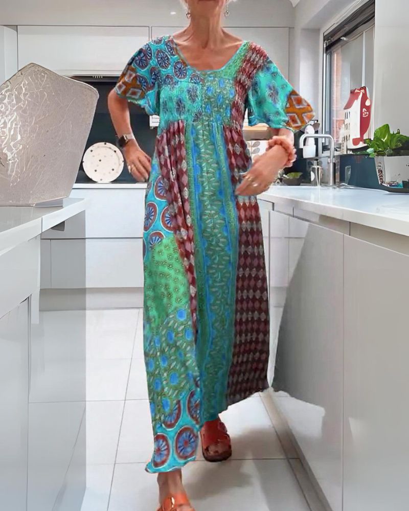 LAVIELLE | PRINTED BOHEMIAN MAXI DRESS