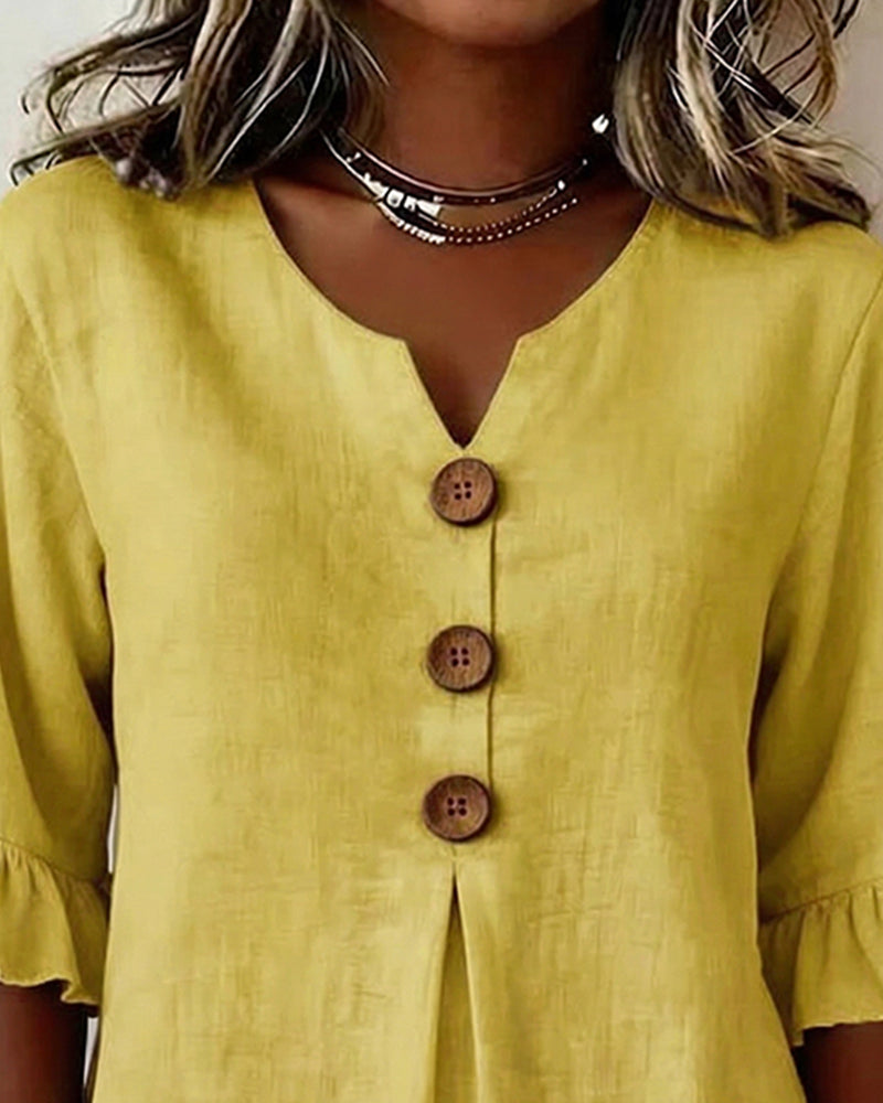 SOPHIA | LINEN BLEND BUTTON BLOUSE