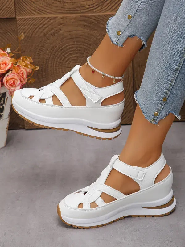 STACY | Comfort Wedge Sandals- Adjustable Velcro Design