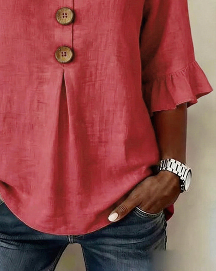 SOPHIA | LINEN BLEND BUTTON BLOUSE