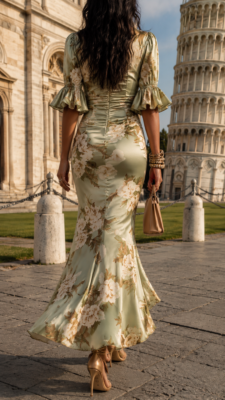 CHARLOTTE | SATIN WRAP MIDI DRESS