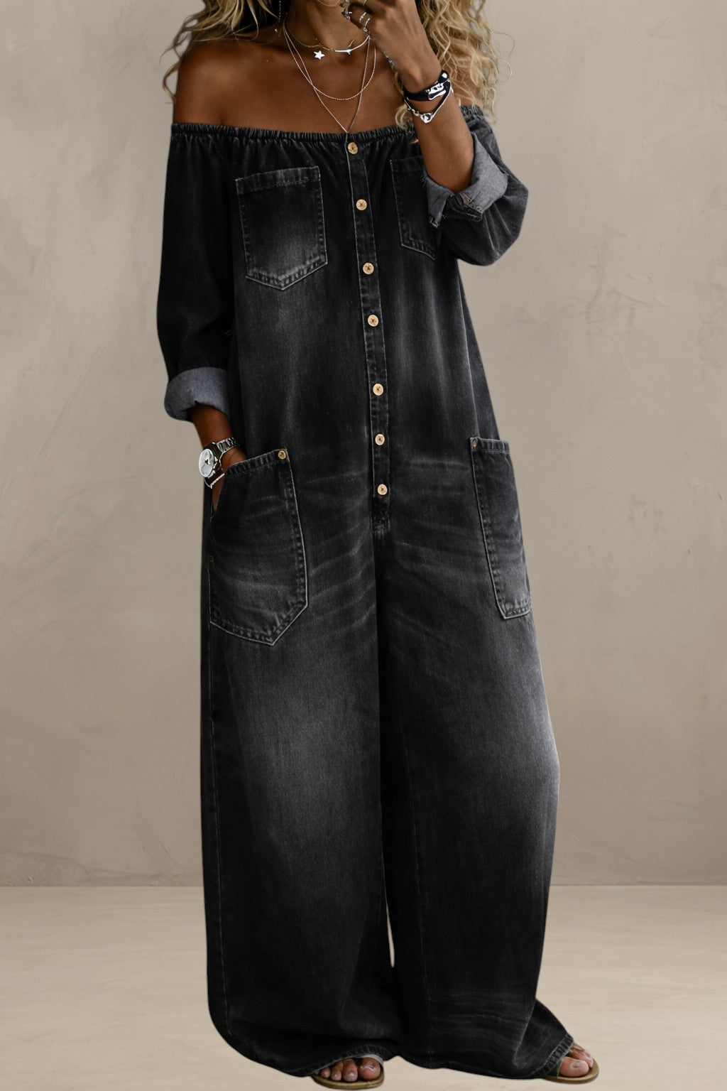 AGATHA | ELEGANT CUT DENIM JUMPSUIT