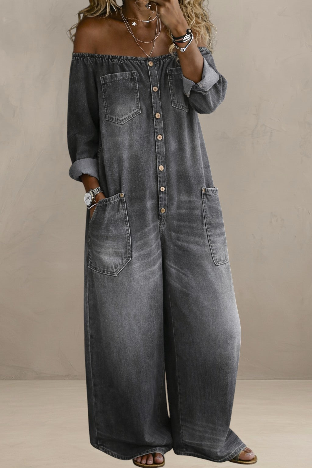 AGATHA | ELEGANT CUT DENIM JUMPSUIT