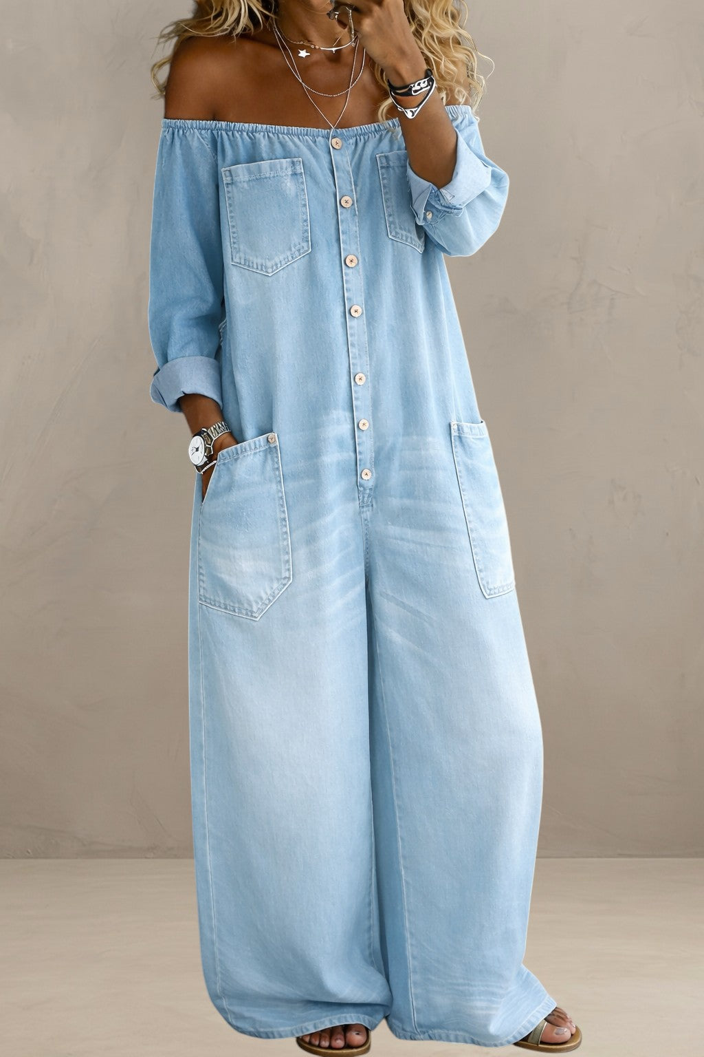 AGATHA | ELEGANT CUT DENIM JUMPSUIT