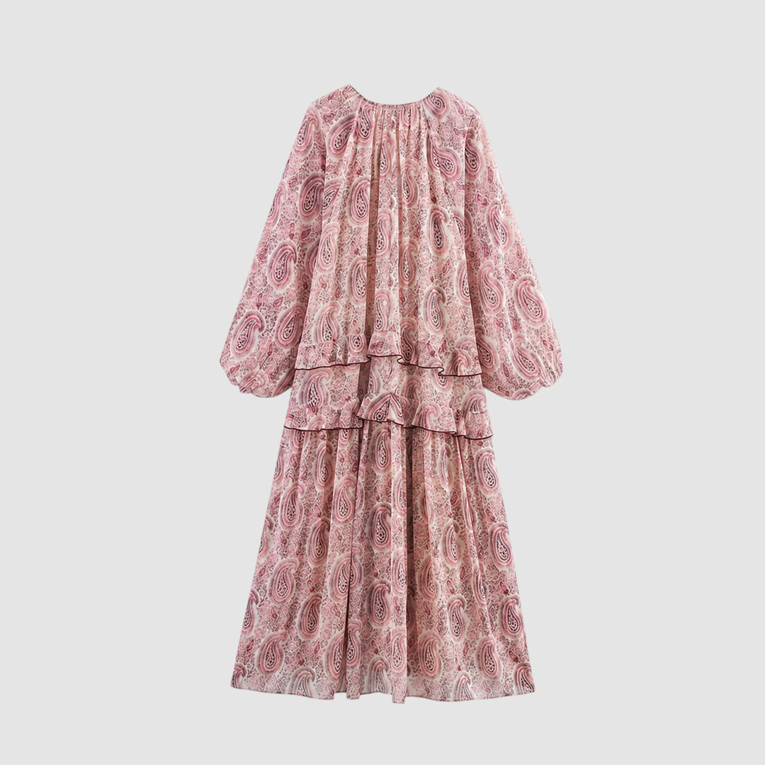 PAULINE | RUFFLE CHIFFON MIDI DRESS