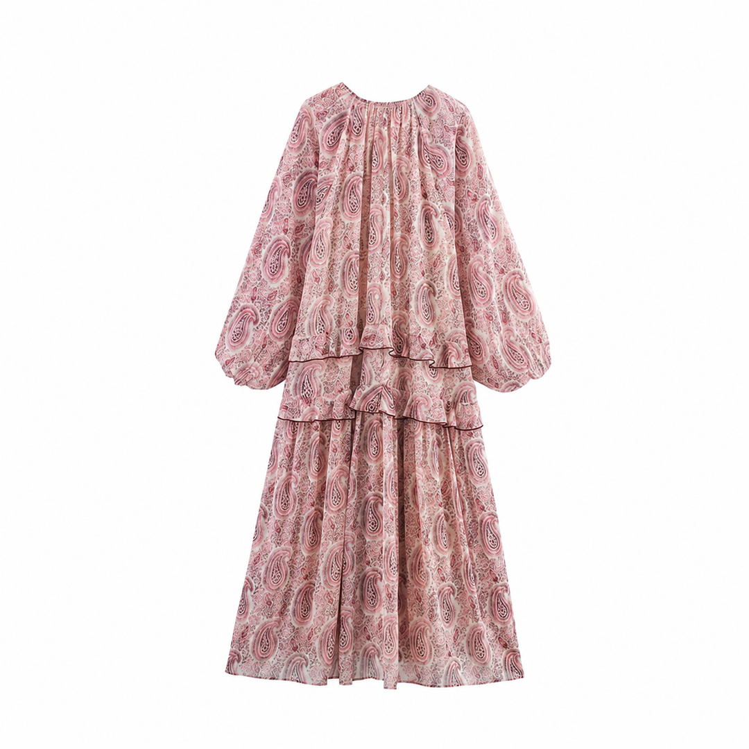 PAULINE | RUFFLE CHIFFON MIDI DRESS