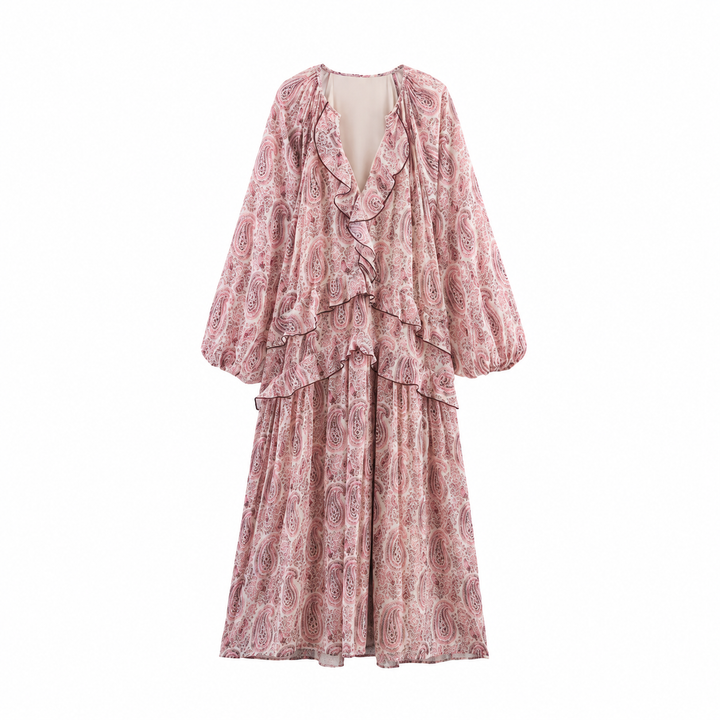 PAULINE | RUFFLE CHIFFON MIDI DRESS