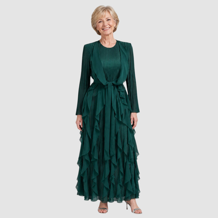 ROSEMARY | SATIN RUFFLE MAXI DRESS