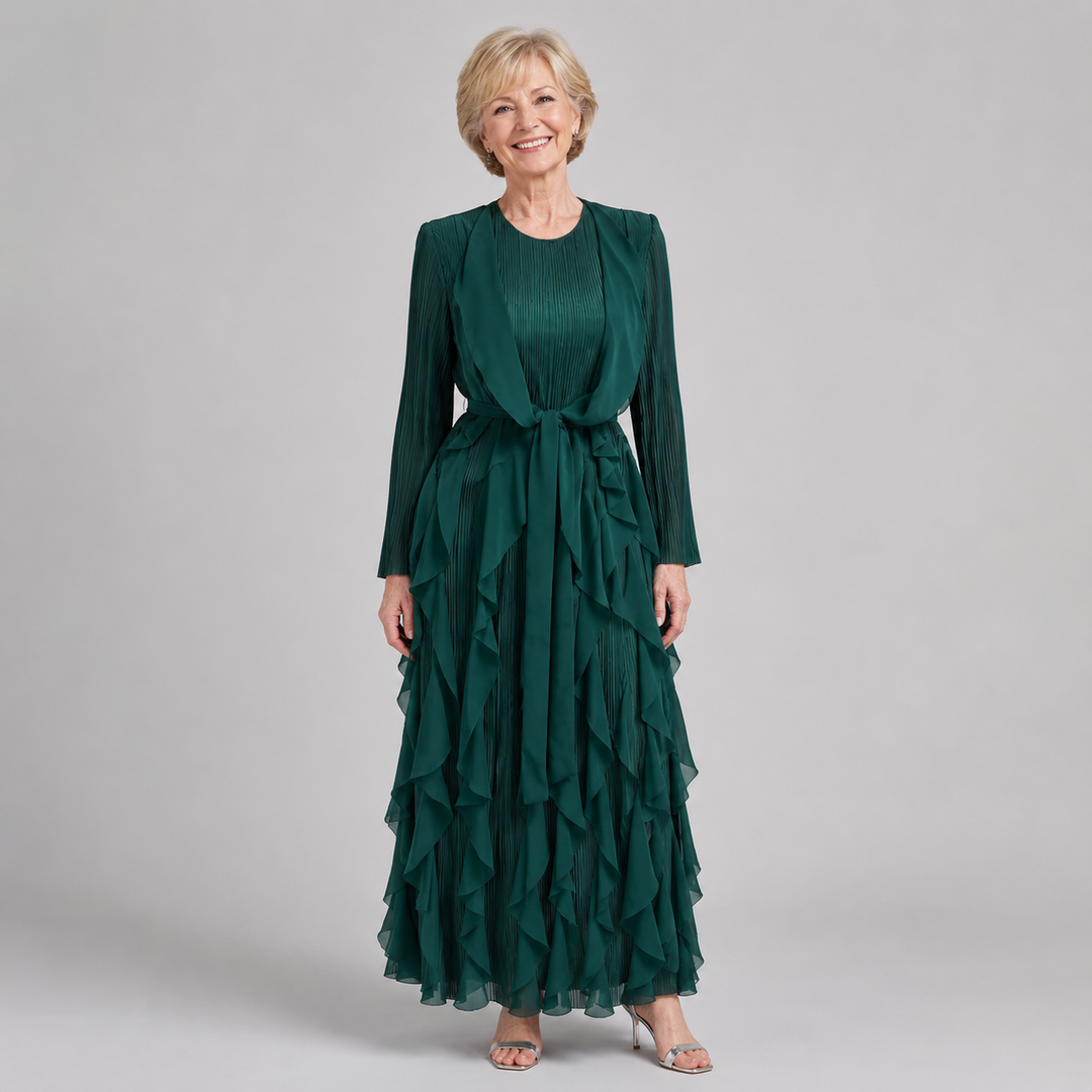 ROSEMARY | SATIN RUFFLE MAXI DRESS