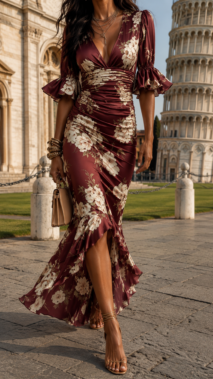 CHARLOTTE | SATIN WRAP MIDI DRESS