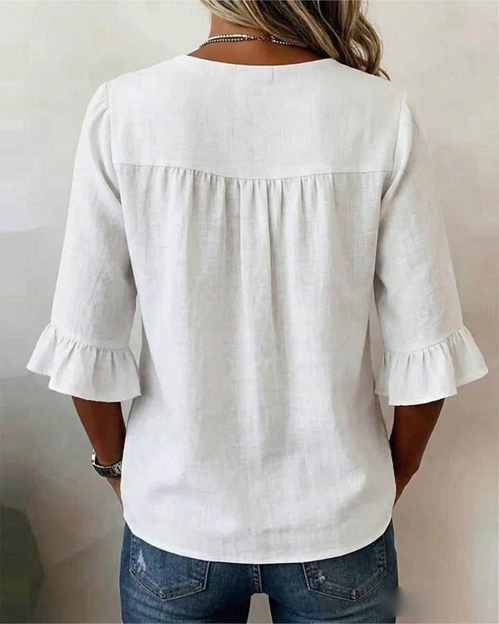 SOPHIA | LINEN BLEND BUTTON BLOUSE