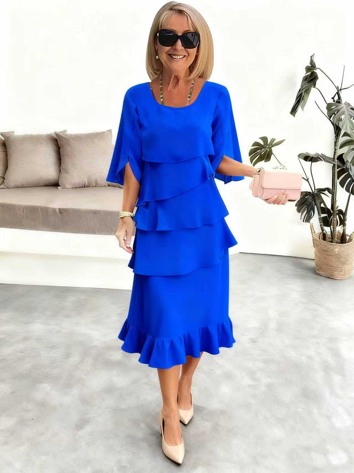 ANA | ELEGANT RUFFLE MIDI DRESS