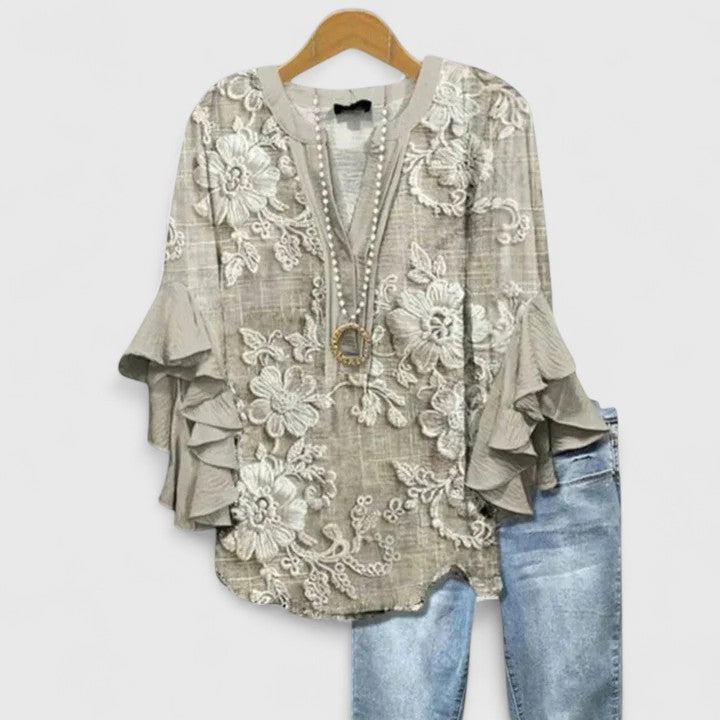 RUBY | FLORAL RUFFLE SLEEVE BLOUSE
