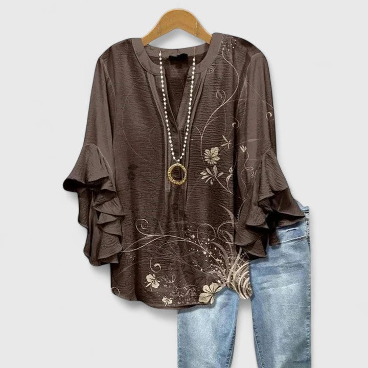 RUBY | FLORAL RUFFLE SLEEVE BLOUSE