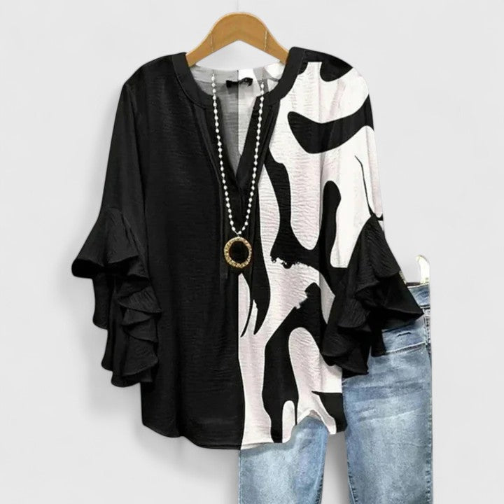 RUBY | FLORAL RUFFLE SLEEVE BLOUSE