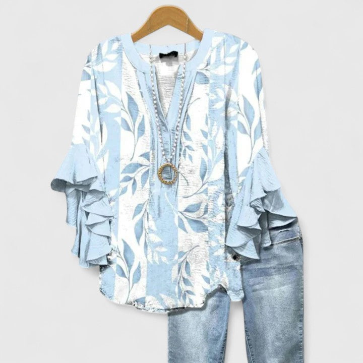 RUBY | FLORAL RUFFLE SLEEVE BLOUSE
