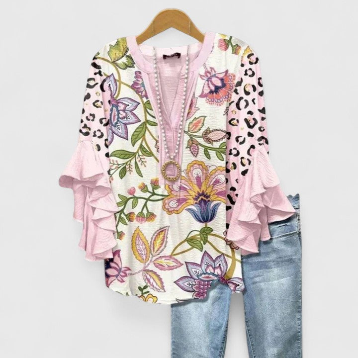 RUBY | FLORAL RUFFLE SLEEVE BLOUSE