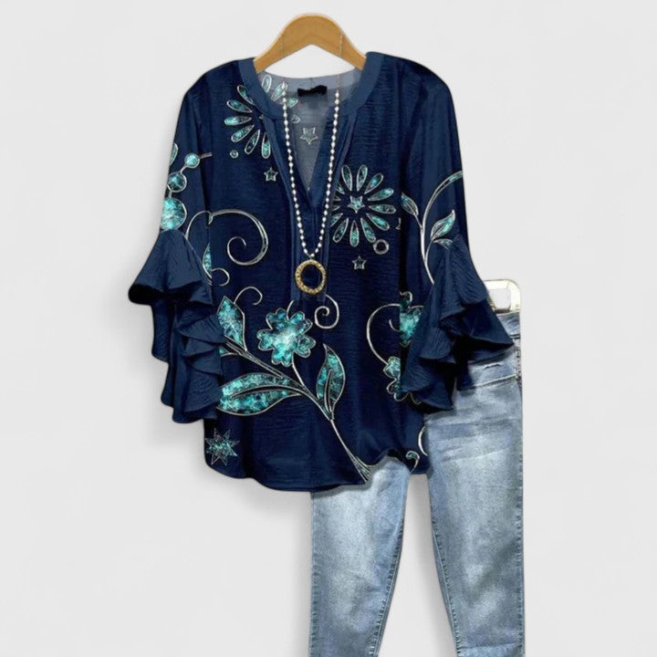 RUBY | FLORAL RUFFLE SLEEVE BLOUSE