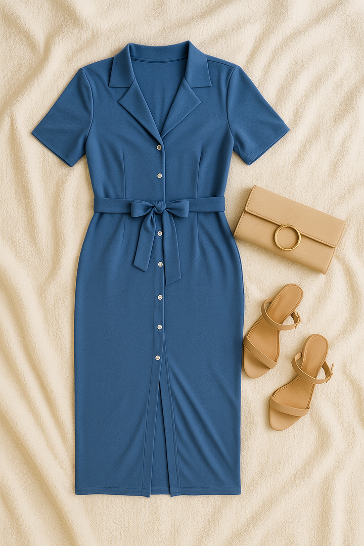 Women’s Shirt Dress – Textured Look, Elegant & Breezy