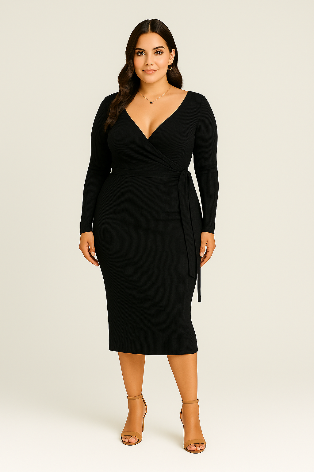 Women’s Dress – Pleated-Look, Elegant & Slimming
