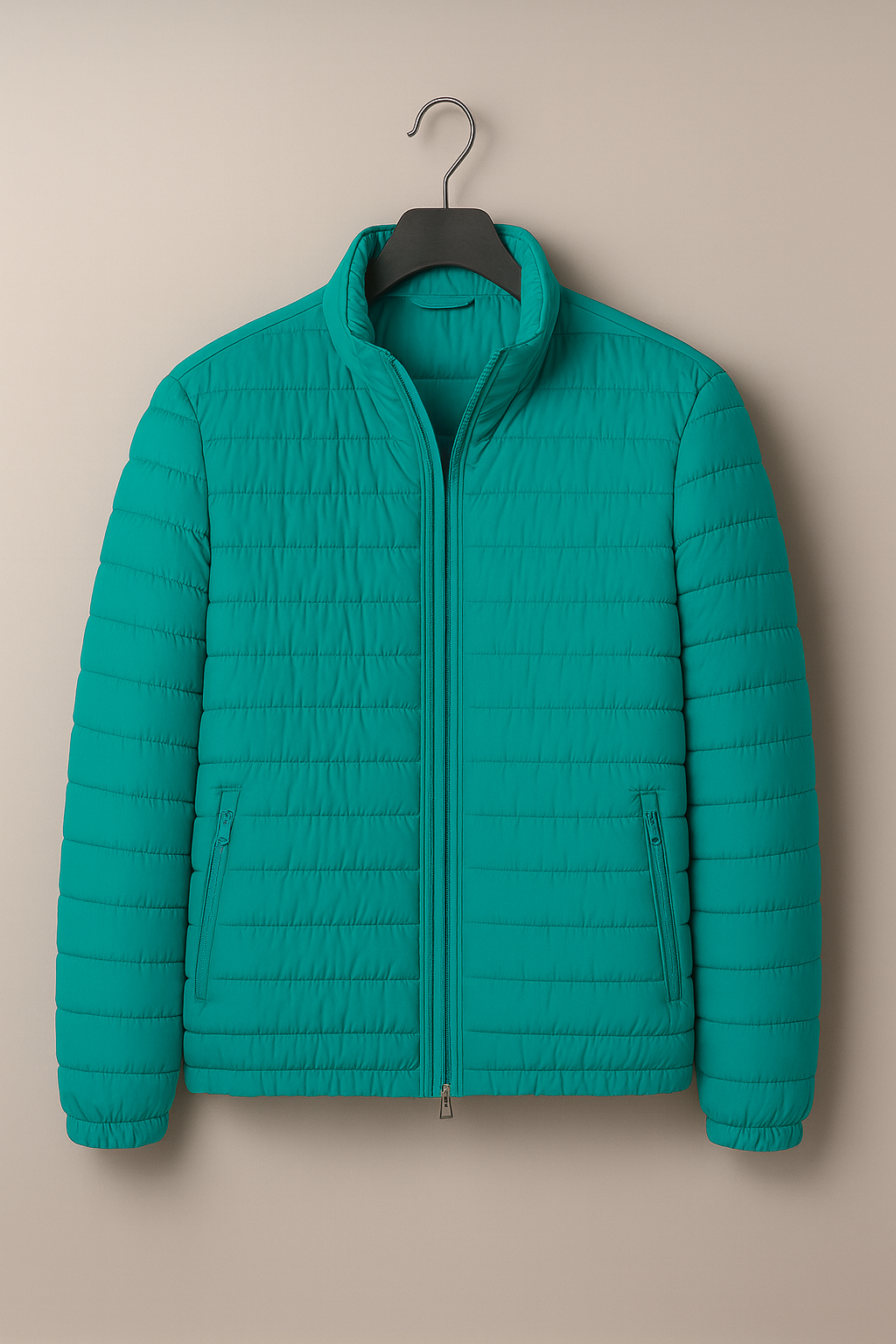 Men’s Jacket – Puffer-Look Finish, Slim Fit & Stand Collar Comfort