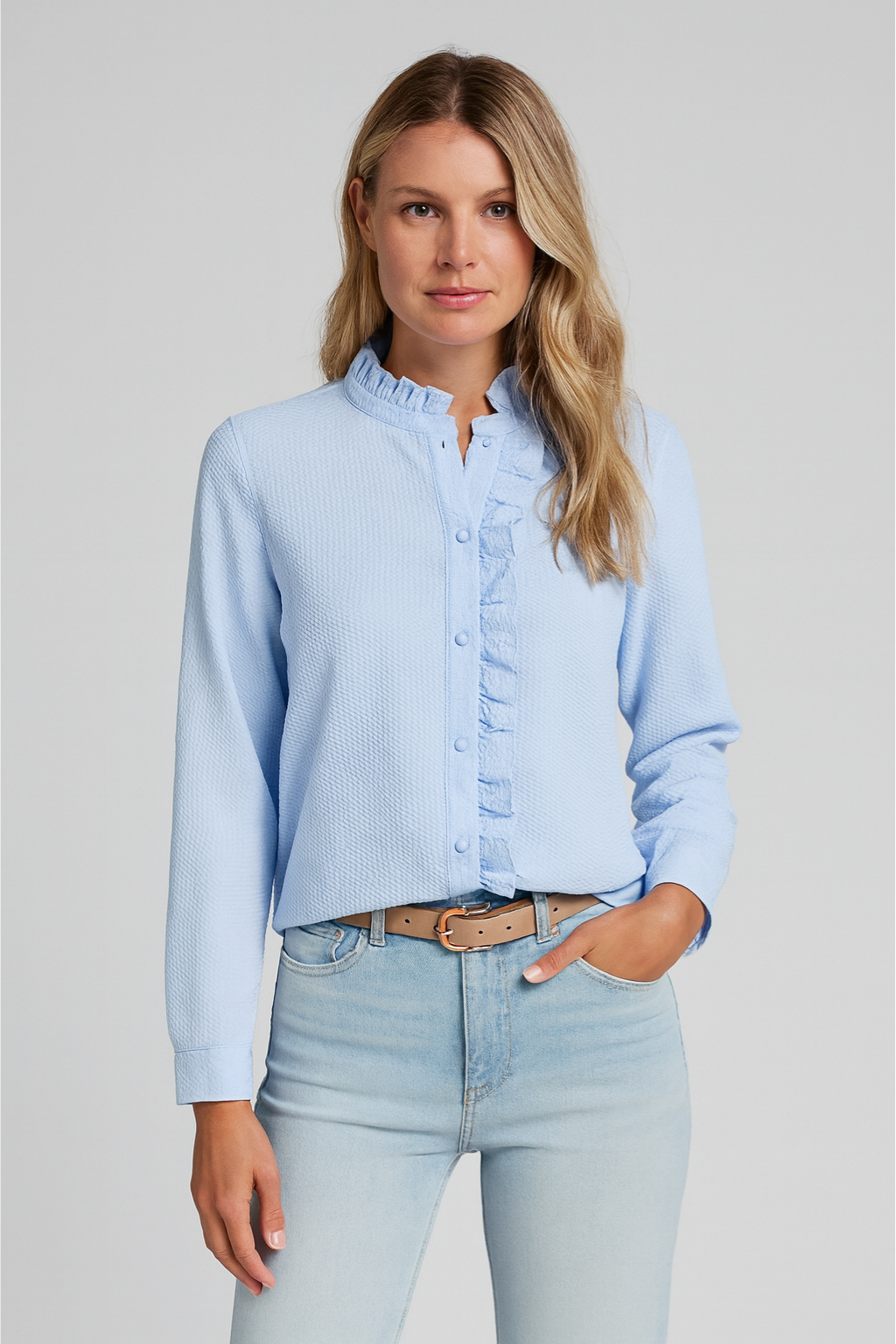 Women's blouse – ruffled collar, elegant & timeless