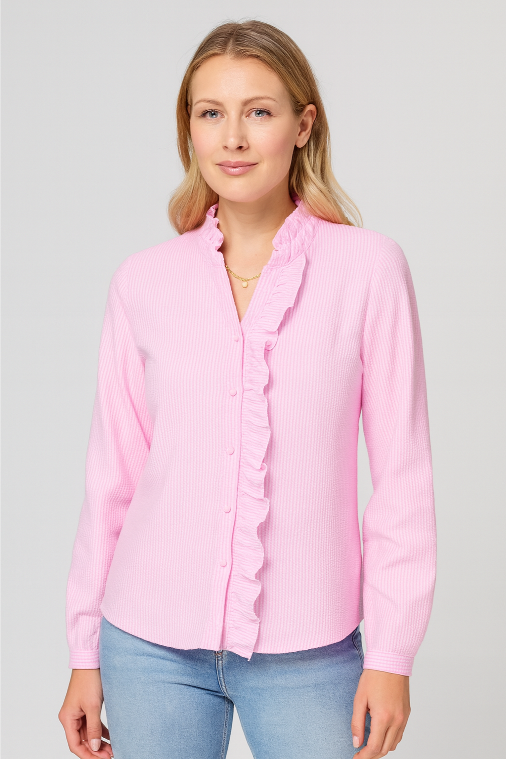 Women's blouse – ruffled collar, elegant & timeless