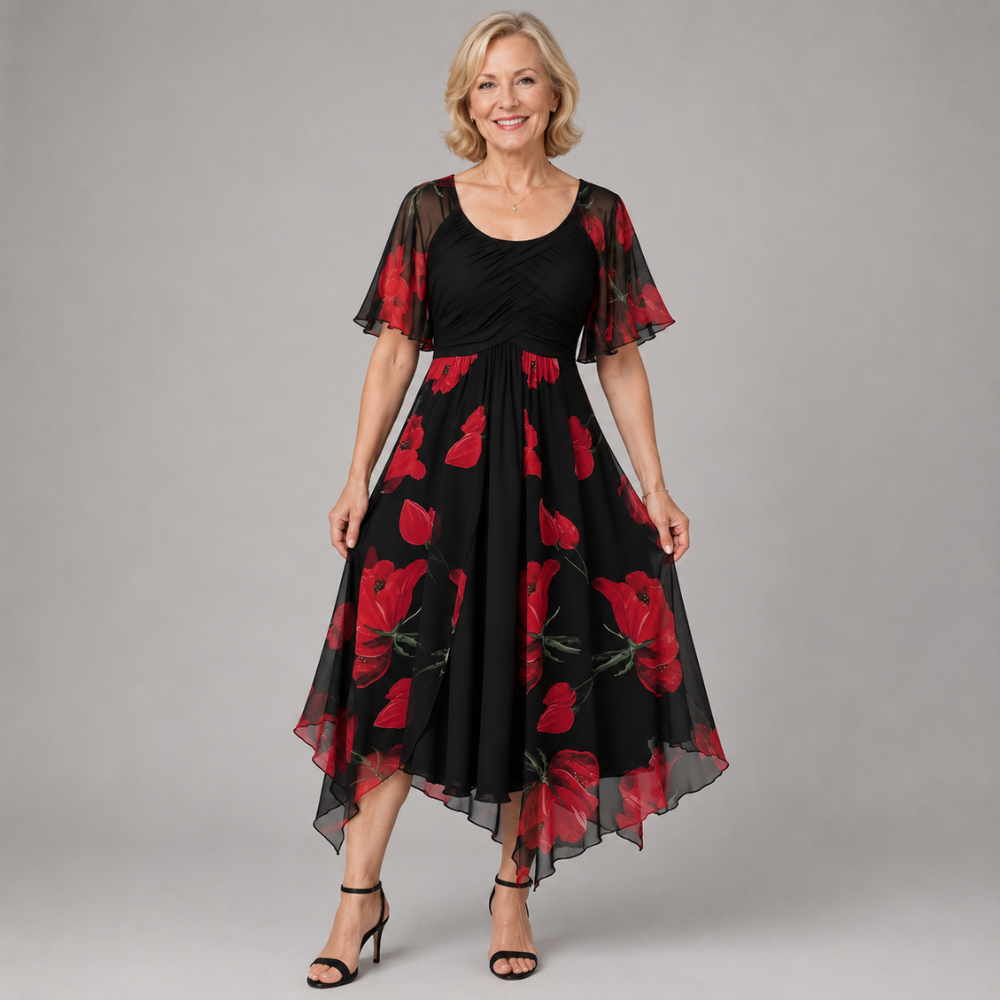 DONNA | FLORAL RUFFLE MAXI DRESS