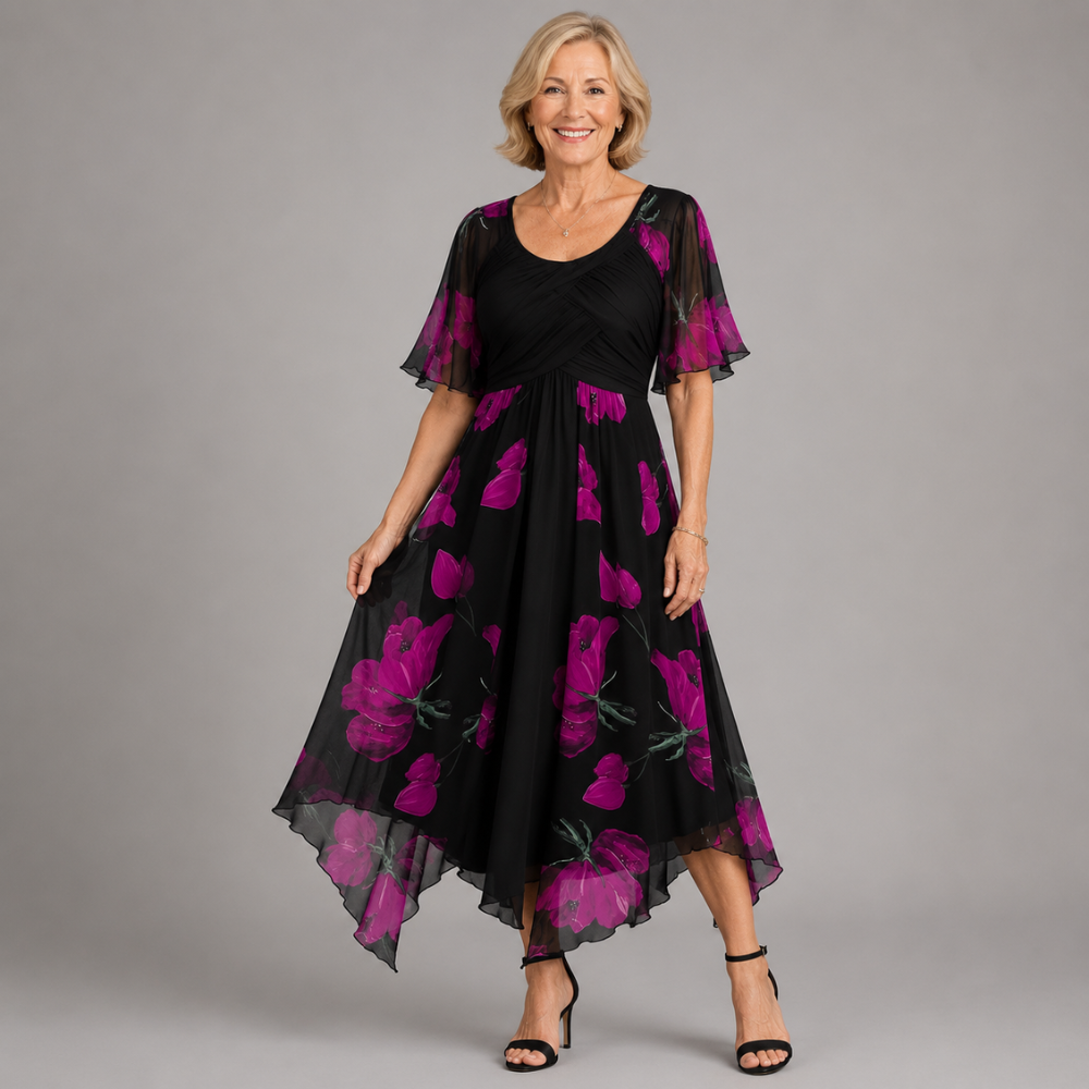 DONNA | FLORAL RUFFLE MAXI DRESS