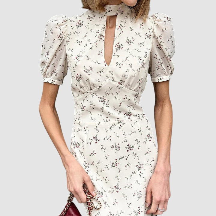 DIANE | PRINTED HIGH-NECK MAXI DRESS