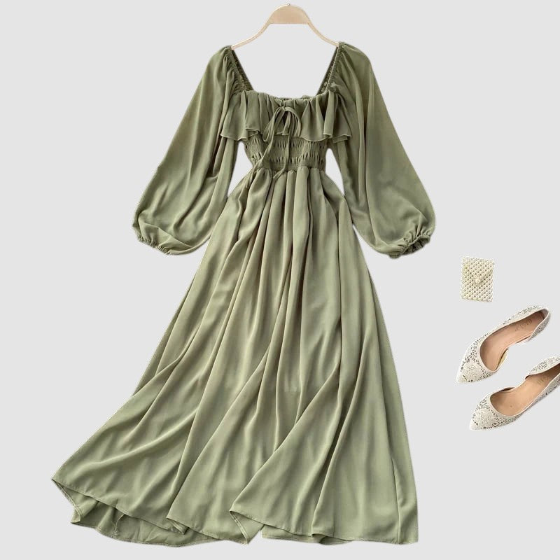 MARGOT | SQUARE NECK CHIFFON MAXI DRESS