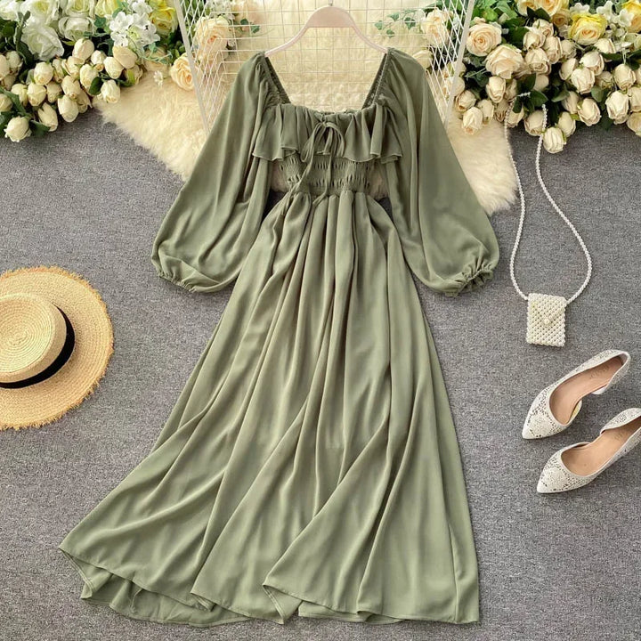 MARGOT | SQUARE NECK CHIFFON MAXI DRESS